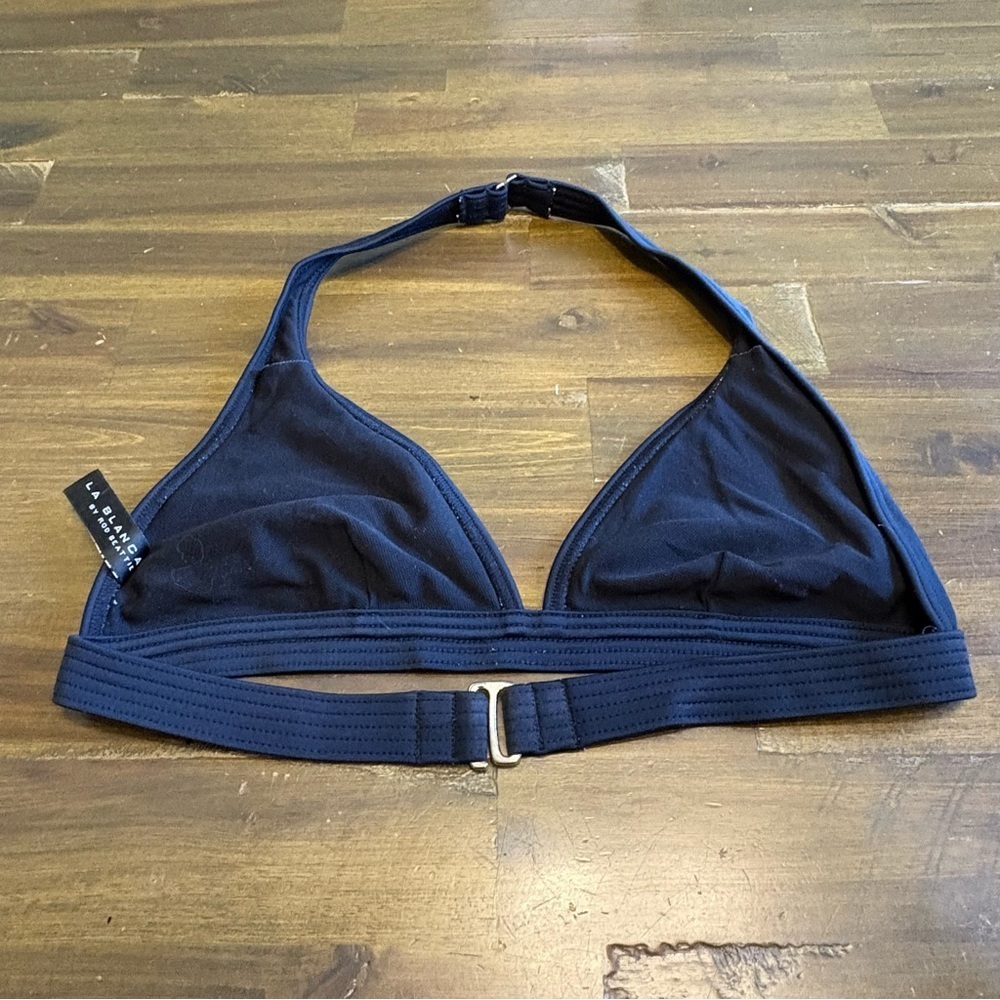 La Blanca Black Triangle Bikini Top Itty Bitty Swimsuit Bra Small S - Picture 2 of 4